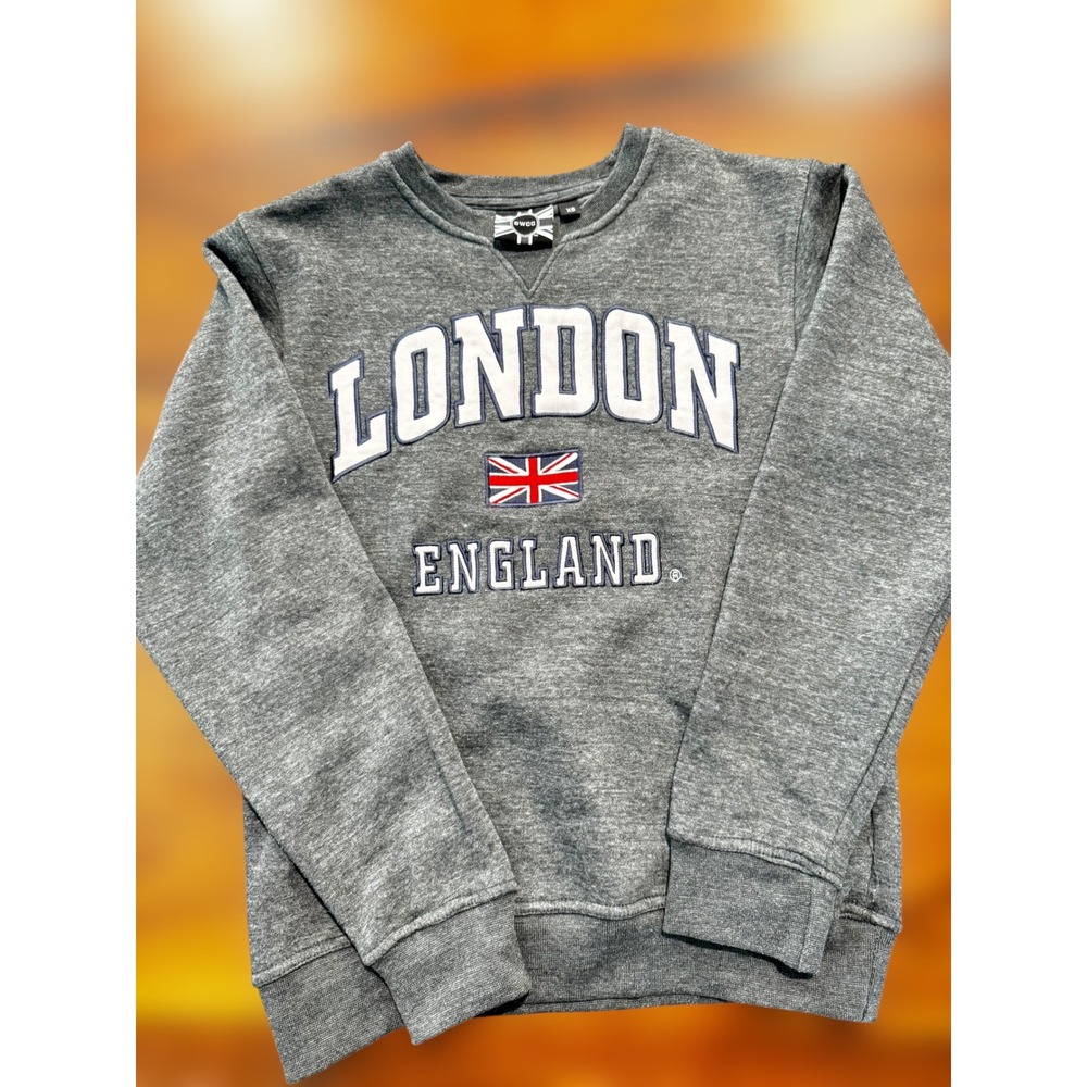 GWCC London‎ England Sweatshirt Gray Crew Neck Graphic Casual